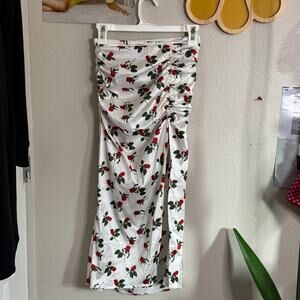 For Love & Lemons Love Song Rose Printed Ruched Maxi Skirt XS